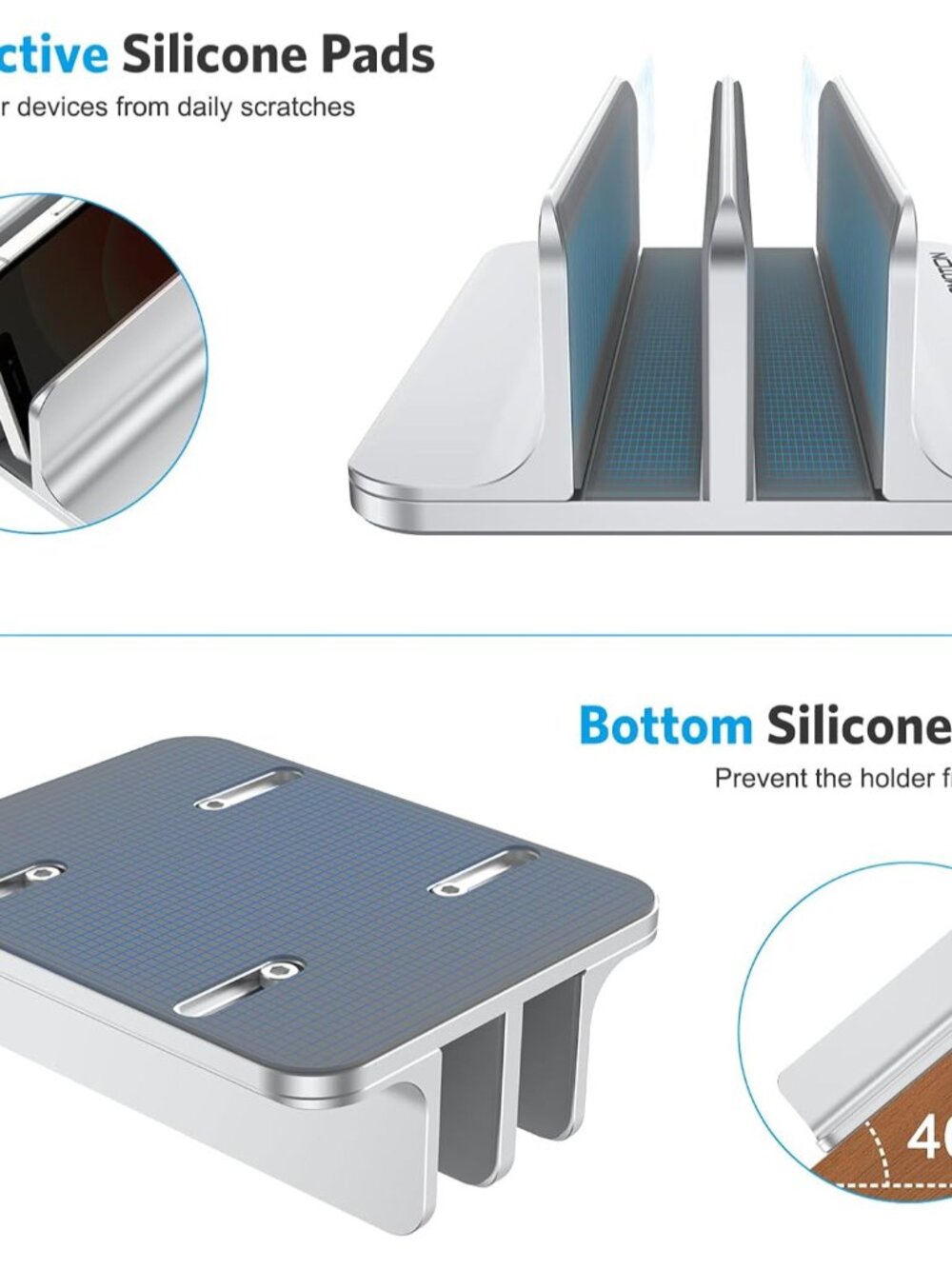 Vertical Laptop Stand [Updated Double Version], Desktop Aluminum Mac Book Stand - Picture 7 of 8